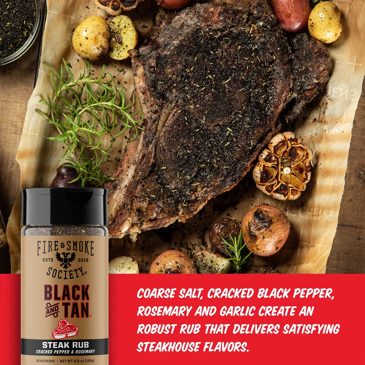 Fire & Smoke Society Black & Tan Steak Rub – 13.6 oz - Image 2