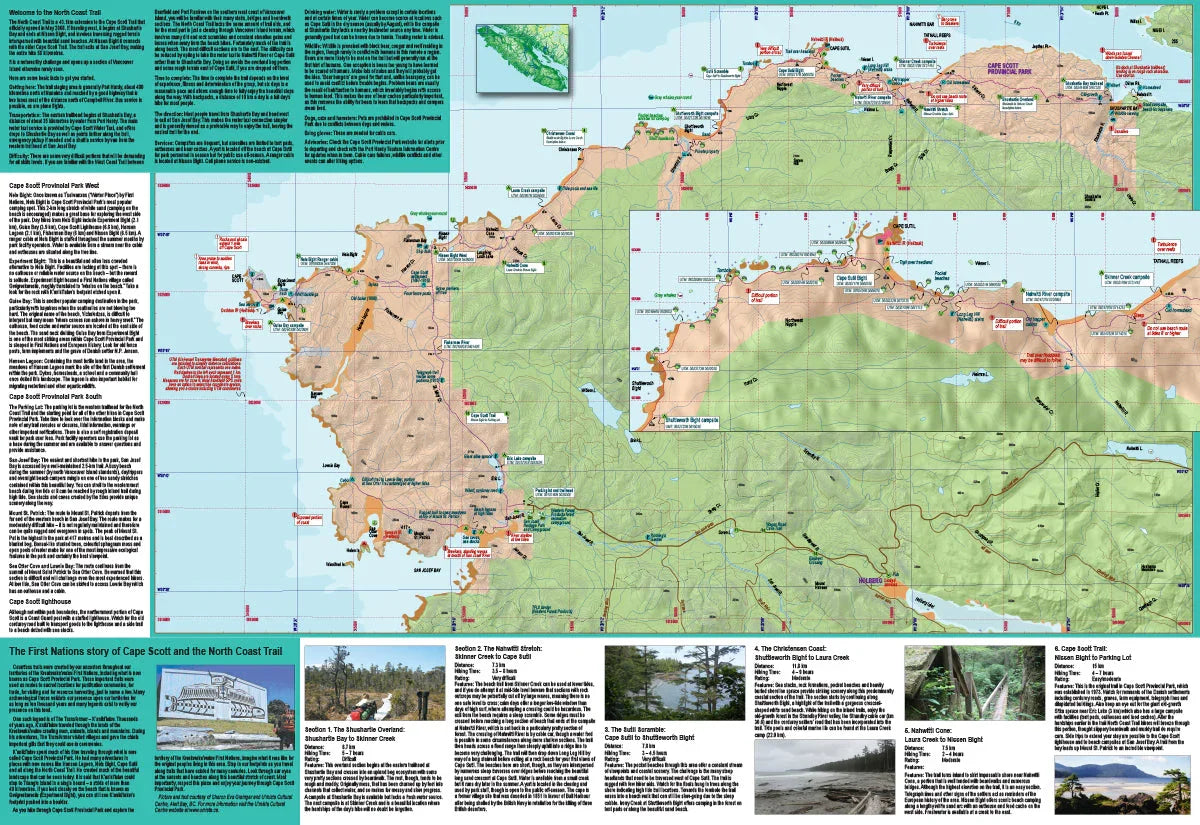 Wild Coast Publishing 106 North Coast Trail Map / Cape Scott Marine Trail Waterproof Mapsheet