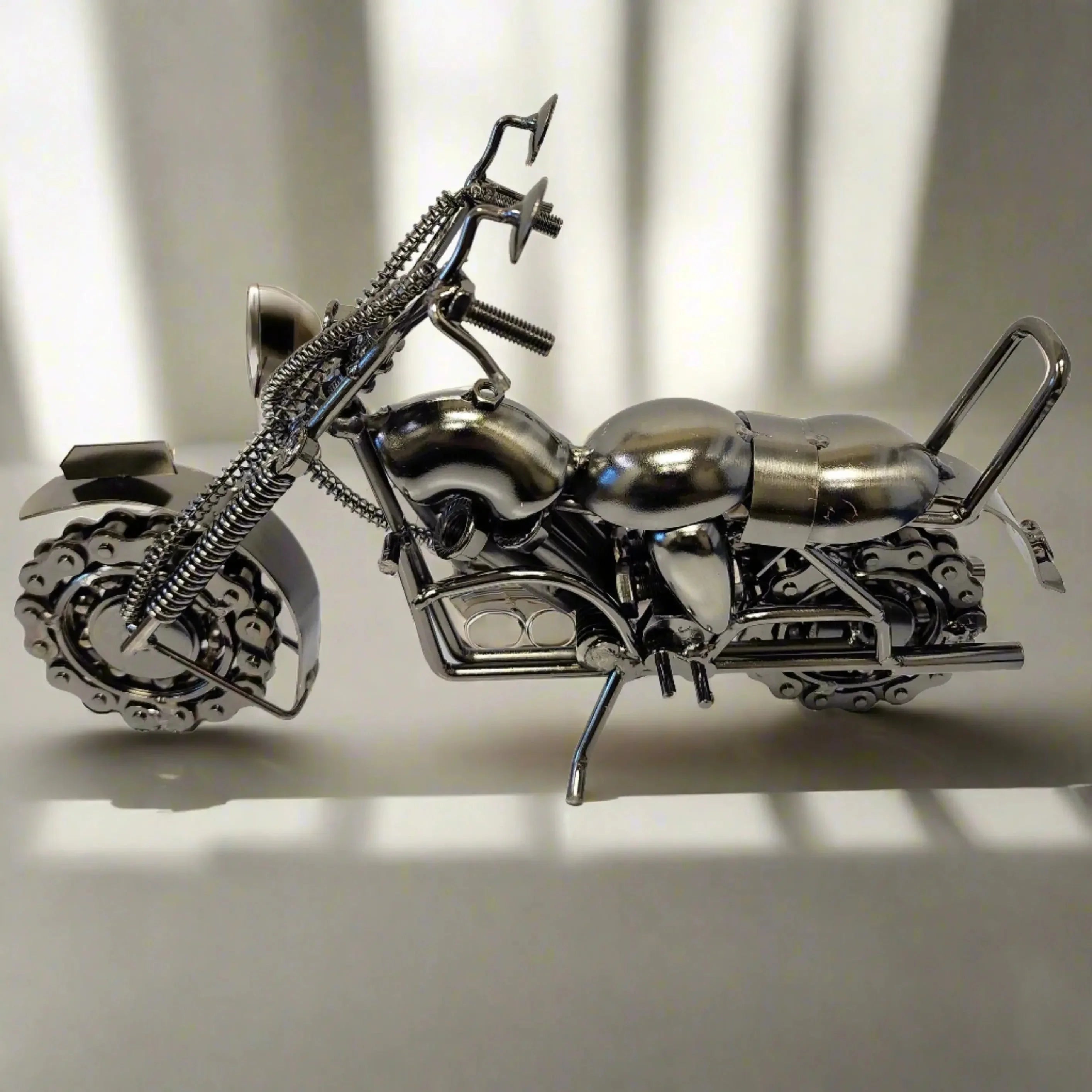 Metal large motorcycle model home decor gift on neutral background