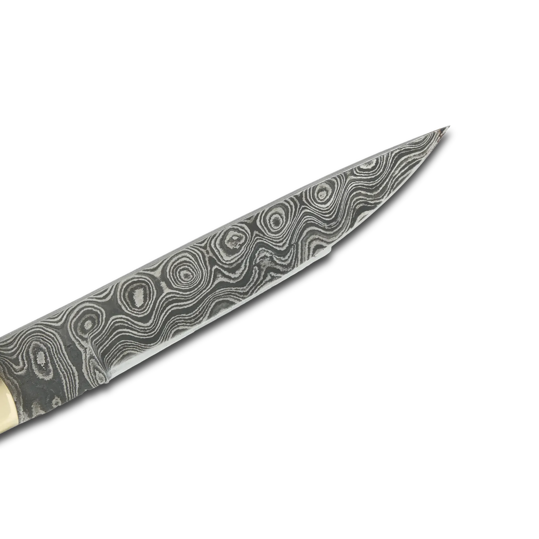 Ginza Steel AKARI Skinner Knife 3.5 inch with Stag Horn Handle and Original Leather Sheath