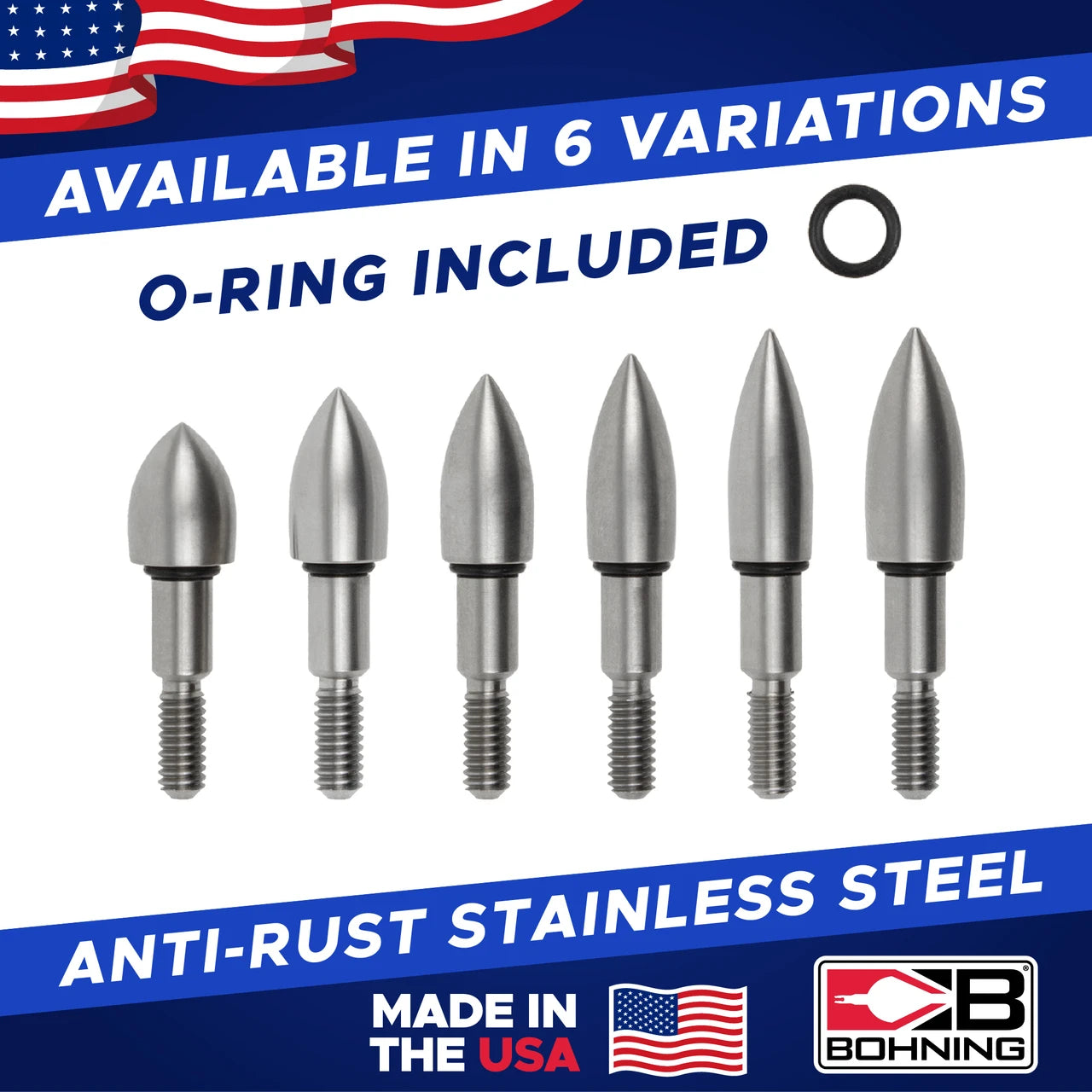 Bohning Archery Premium Bullet Points With O-Ring - 12 Pack - Image 3