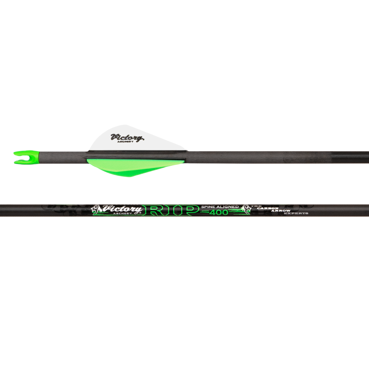 Victory RIP .204 fletched carbon hunting arrows 6 pack with SHOK inserts and IP nocks
