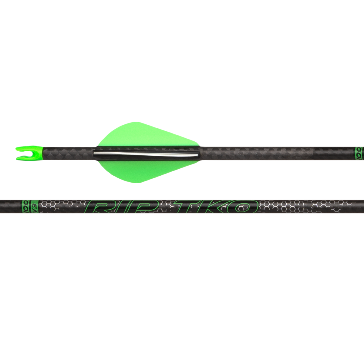 Victory RIP TKO .204 fletched carbon hunting arrows 6 pack with 3K MaxxKe carbon weave