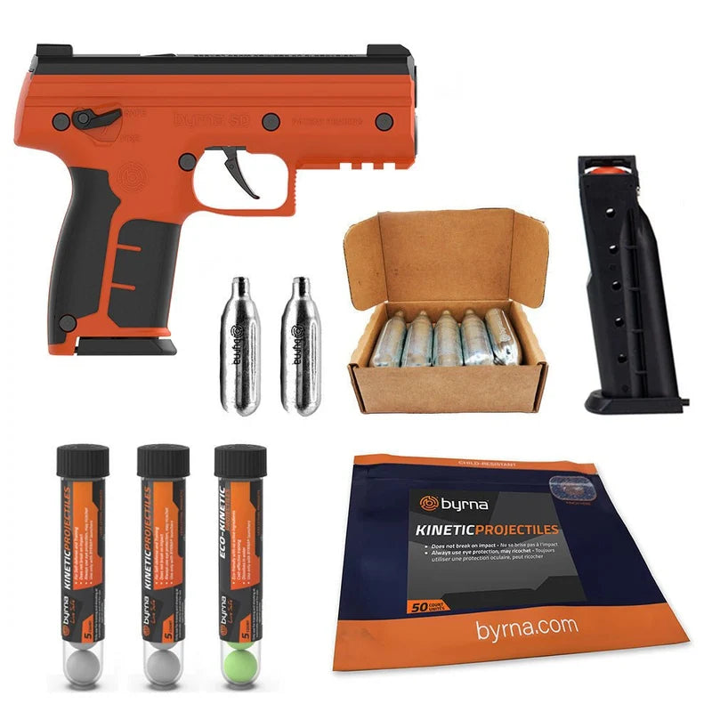 Byrna SD Launcher Canada Kit with carrying case, magazines, CO2 cartridges and training projectiles