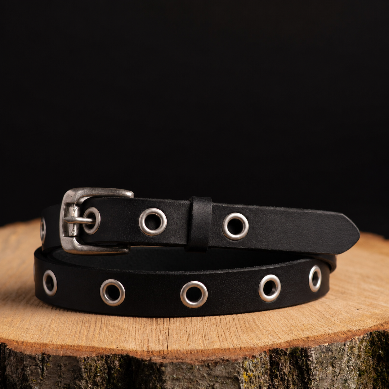 Nab Leather Exene - Slim Black Leather Belt with Single Grommets - Made in Canada - Image 4