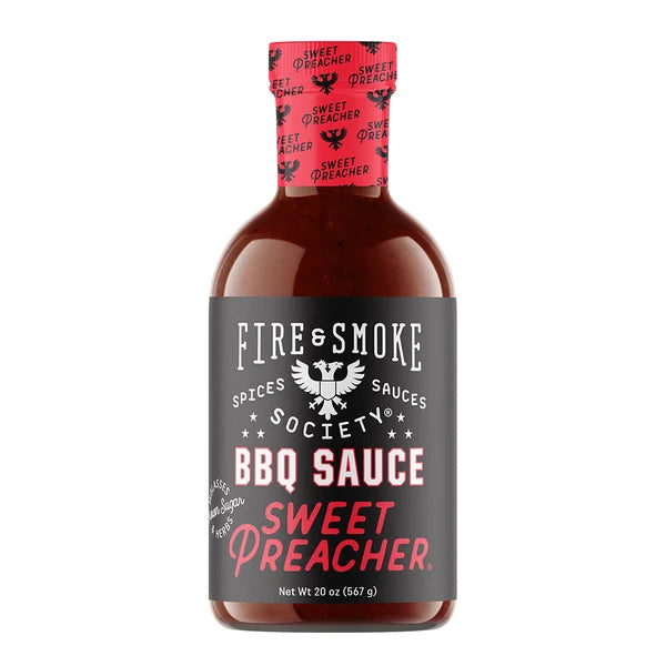 Fire & Smoke Society Sweet Preacher BBQ Sauce for ribs, pulled pork, chicken, and Southern-style barbecue