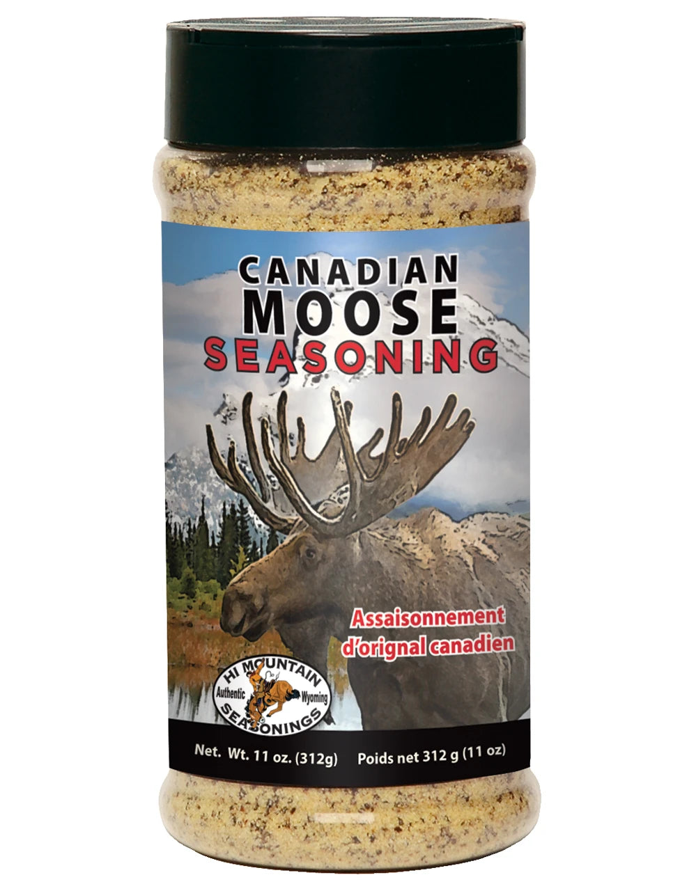 Hi Mountain Canadian Moose Seasoning with garlic paprika and pepper for wild game