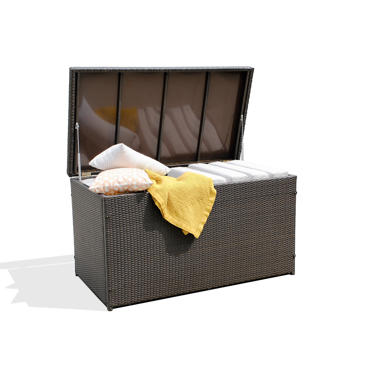 Dark Brown Outdoor Wicker Storage Box - Image 2