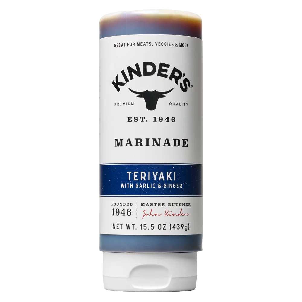 Kinders Teriyaki Marinade container on a white background