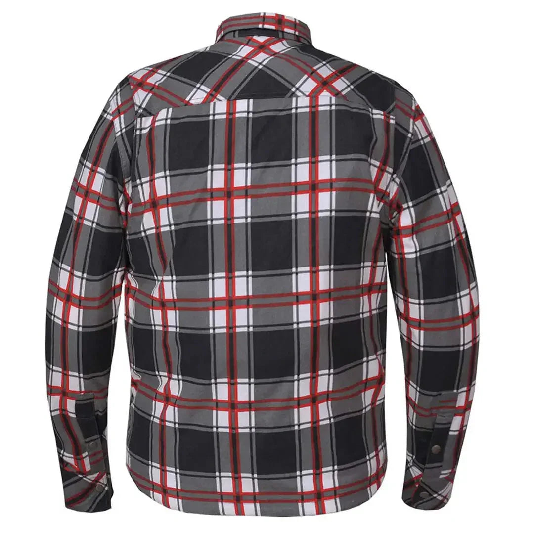 Unik International Men's Red and White Riding Flannel Armoured Shirt