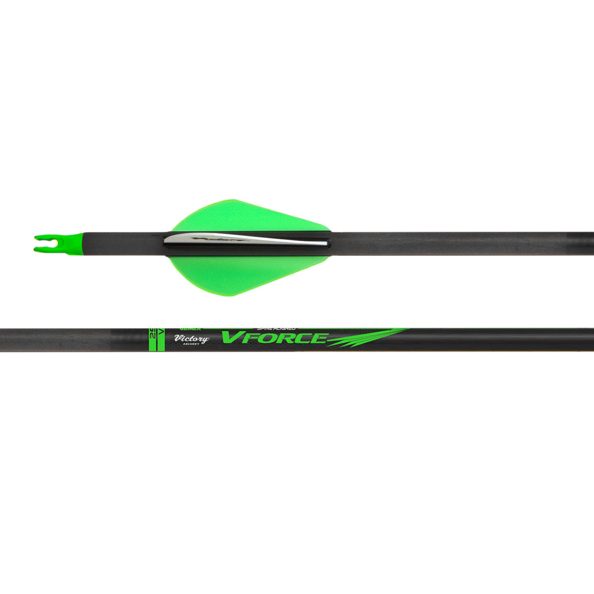 Victory VForce .245 fletched carbon hunting arrows 6 pack with RPS inserts and IP nocks