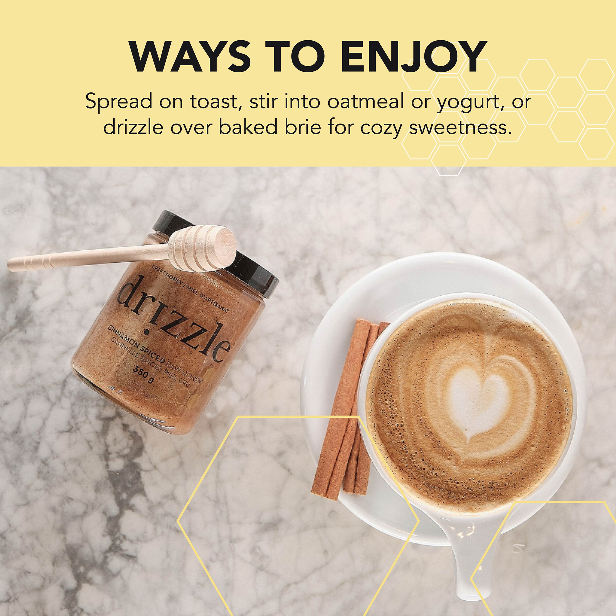 Drizzle Honey Cinnamon Spiced Raw Honey – 350 g - Image 2