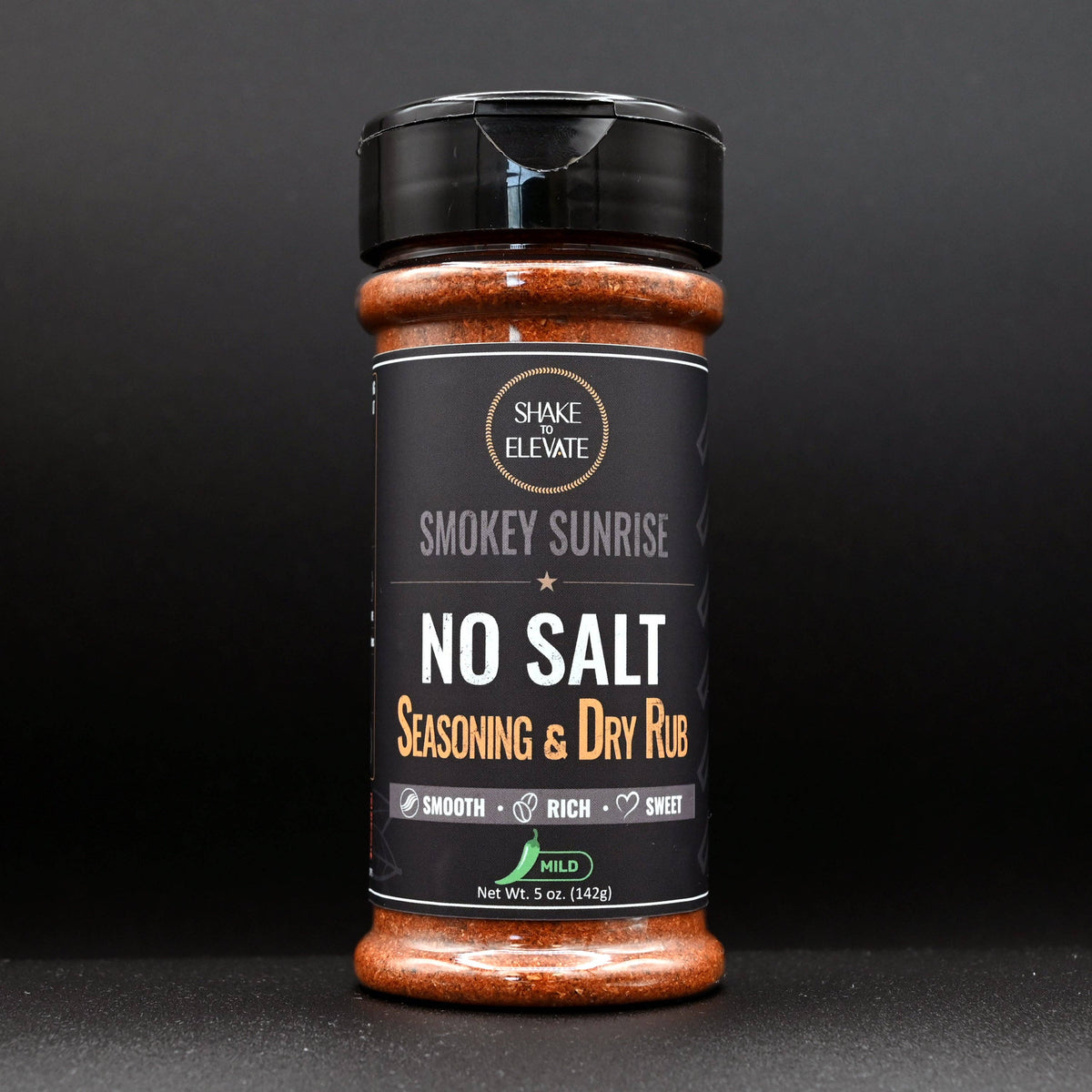 Shake to Elevate Smokey Sunrise no salt seasoning smoky BBQ dry rub with roasted coffee notes and clean natural ingredients
