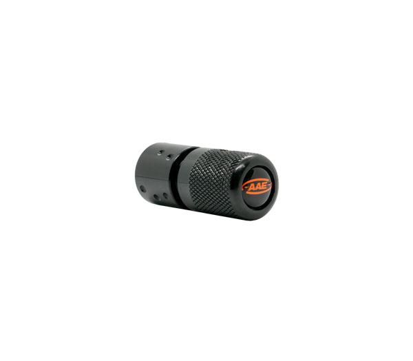 Black AAE Bitz Knob with textured grip and orange logo on white background
