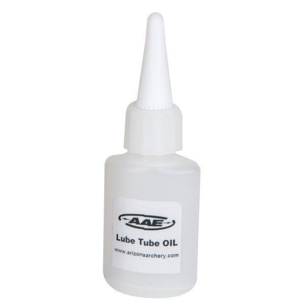 AAE Archery Lube Tube Oil refill bottle with white nozzle on white background