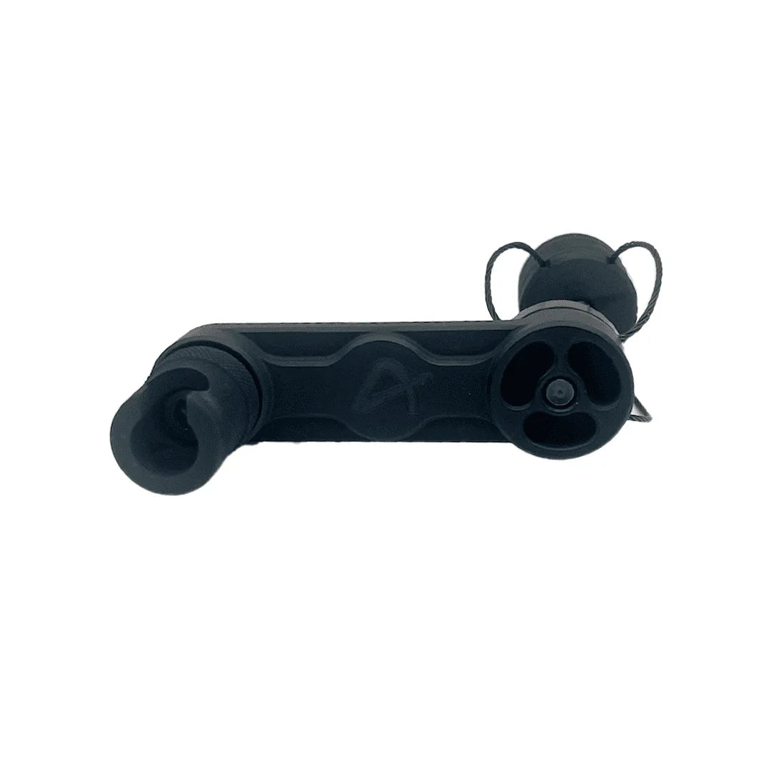 Black SOS Hunter Elite compact hunting whistle with dual sound holes and lanyard attachment.