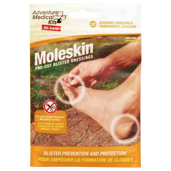 Adventure Medical Kits Moleskin pre-cut blister dressings package for blister prevention
