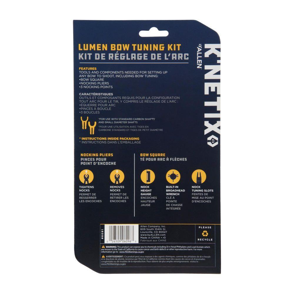 Allen Knetix Lumen Bow Tuning Kit packaging with feature descriptions and instructions.