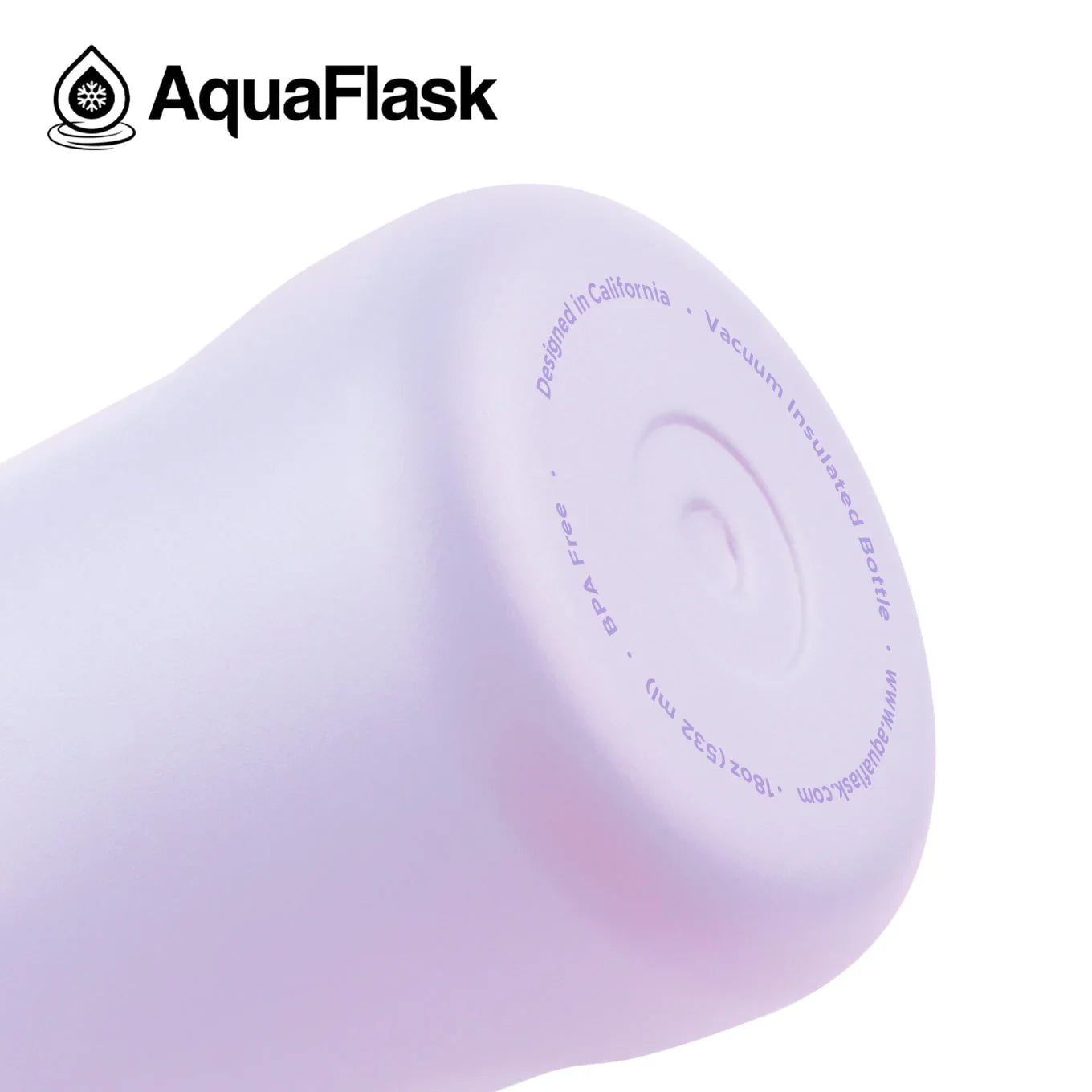 Periwinkle AquaFlask 18oz vacuum insulated bottle close-up on white background