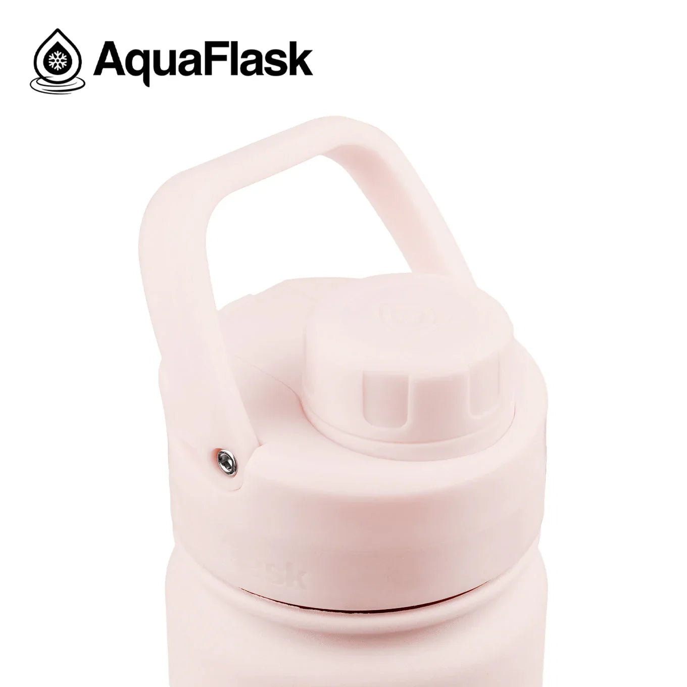 AquaFlask Ballet Pink 18oz water bottle with handle and screw lid on white background