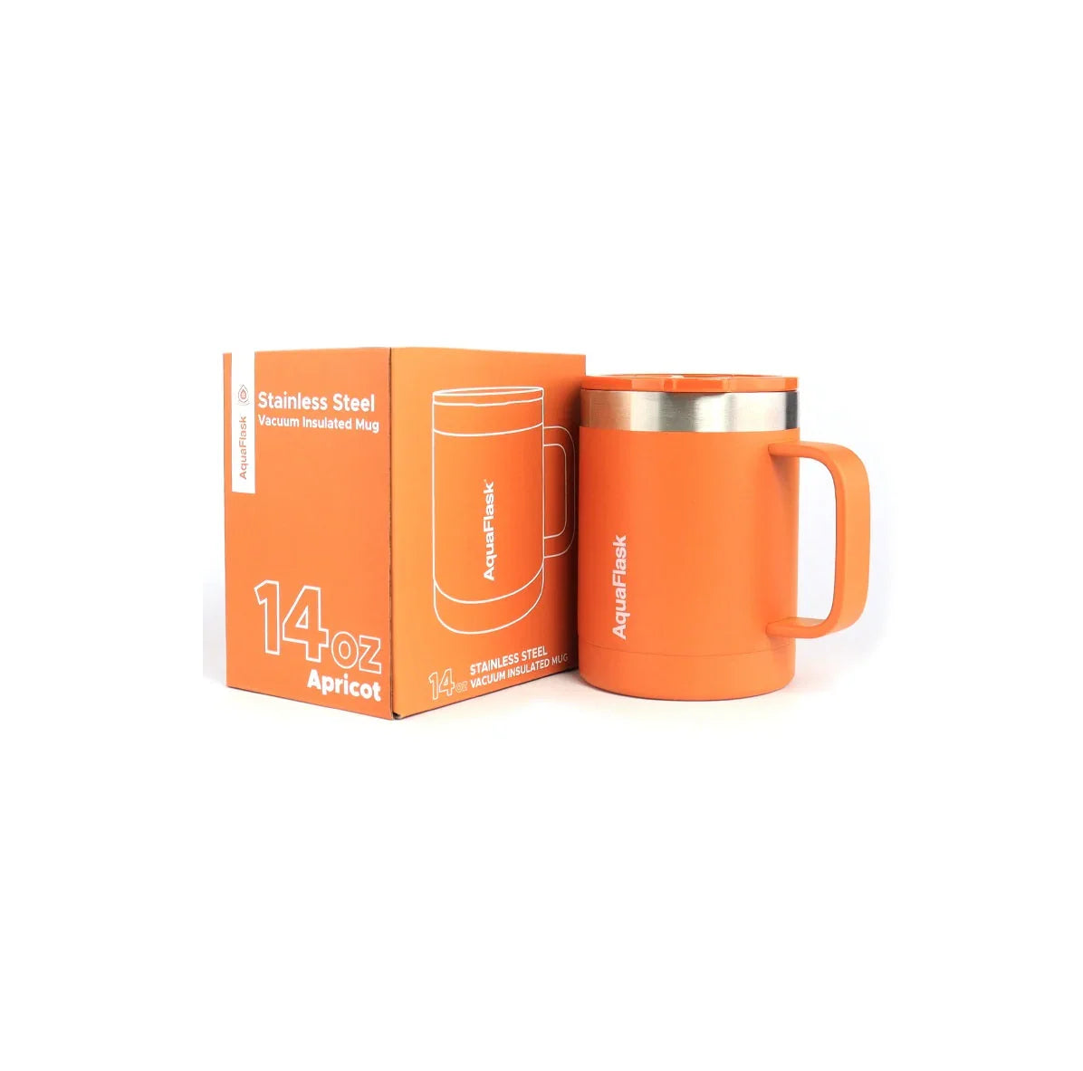 AquaFlask 14oz apricot stainless steel vacuum insulated mug with box