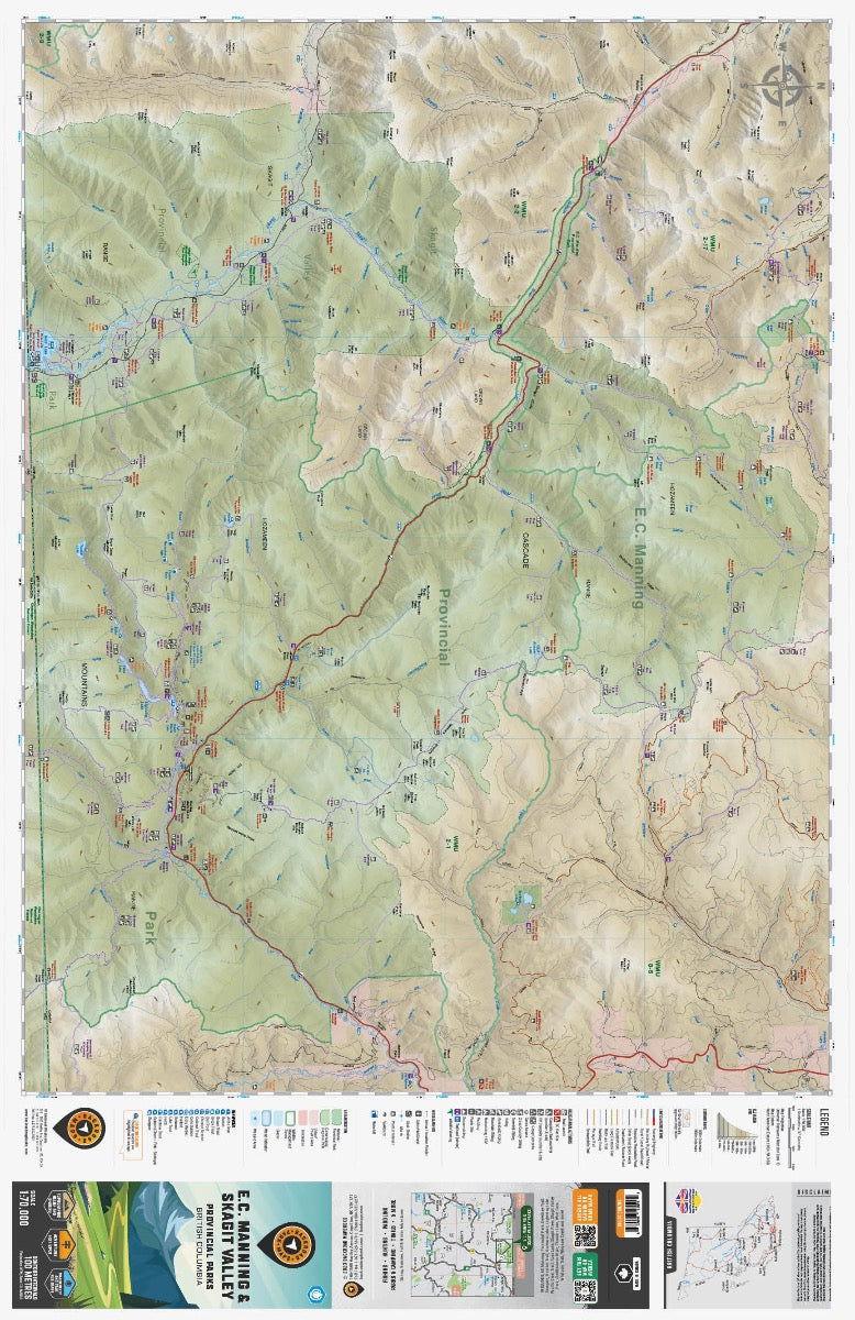 E.C. Manning and Skagit Valley Provincial Parks map showing trails, roads, and terrain in BC.