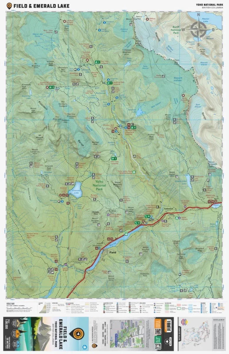 Backroad Maps Field & Emerald Lake (Yoho National Park, BC) - Destination Map