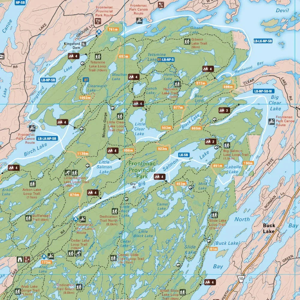 Backroad Maps Frontenac Provincial Park Ontario - Park… – Leapfrog Outdoor