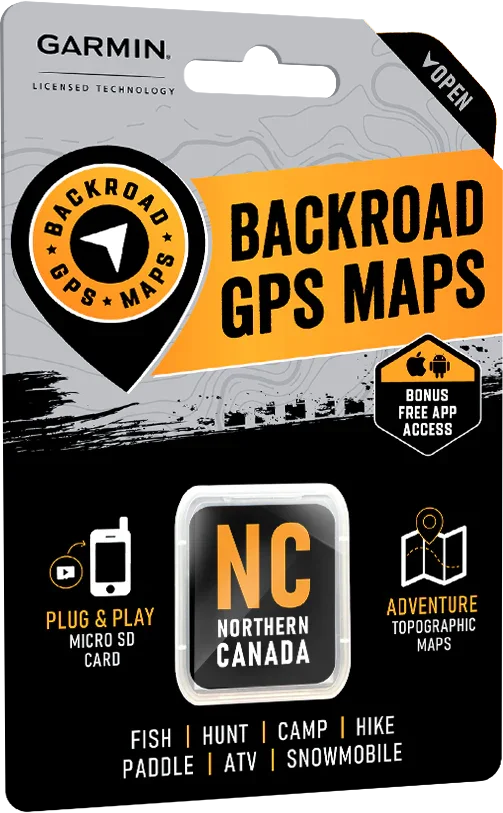 Garmin Backroad GPS Maps package for Northern Canada microSD, adventure topographic navigation