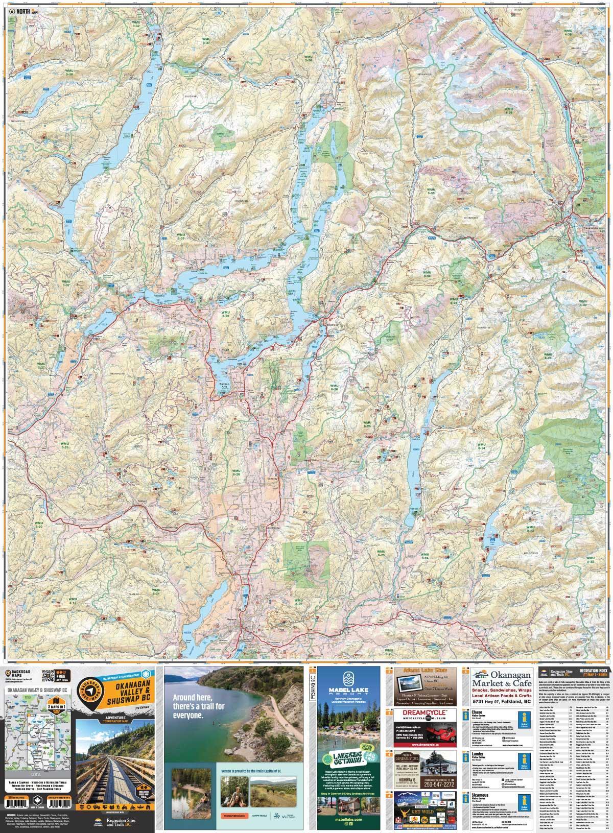 Backroad Maps Okanagan Valley & Shuswap BC - Recreation Map