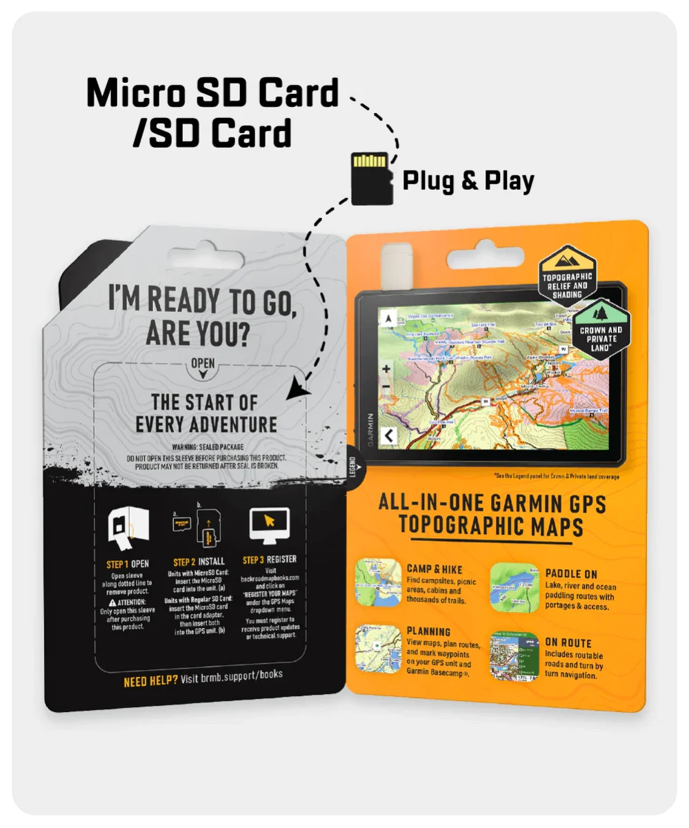 Saskatchewan GPS map package for Garmin, showing micro SD card and topographic features