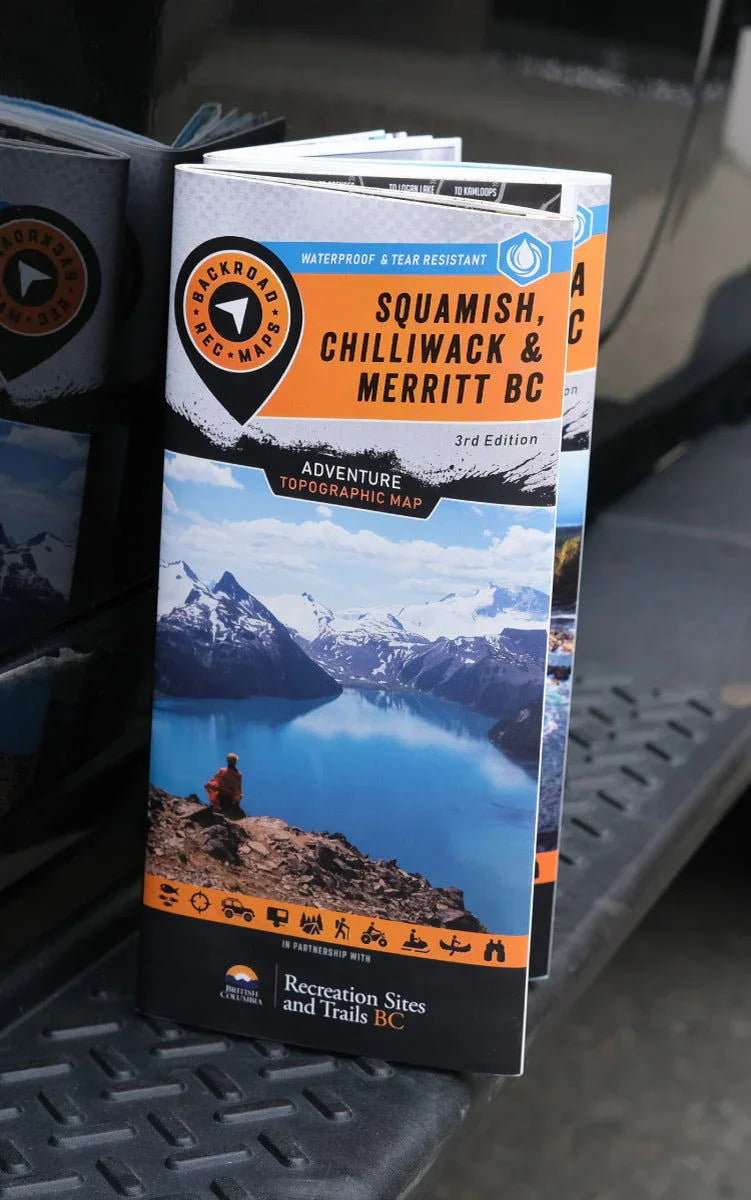 Squamish Chilliwack Merritt BC waterproof topographic adventure map with mountain lake cover