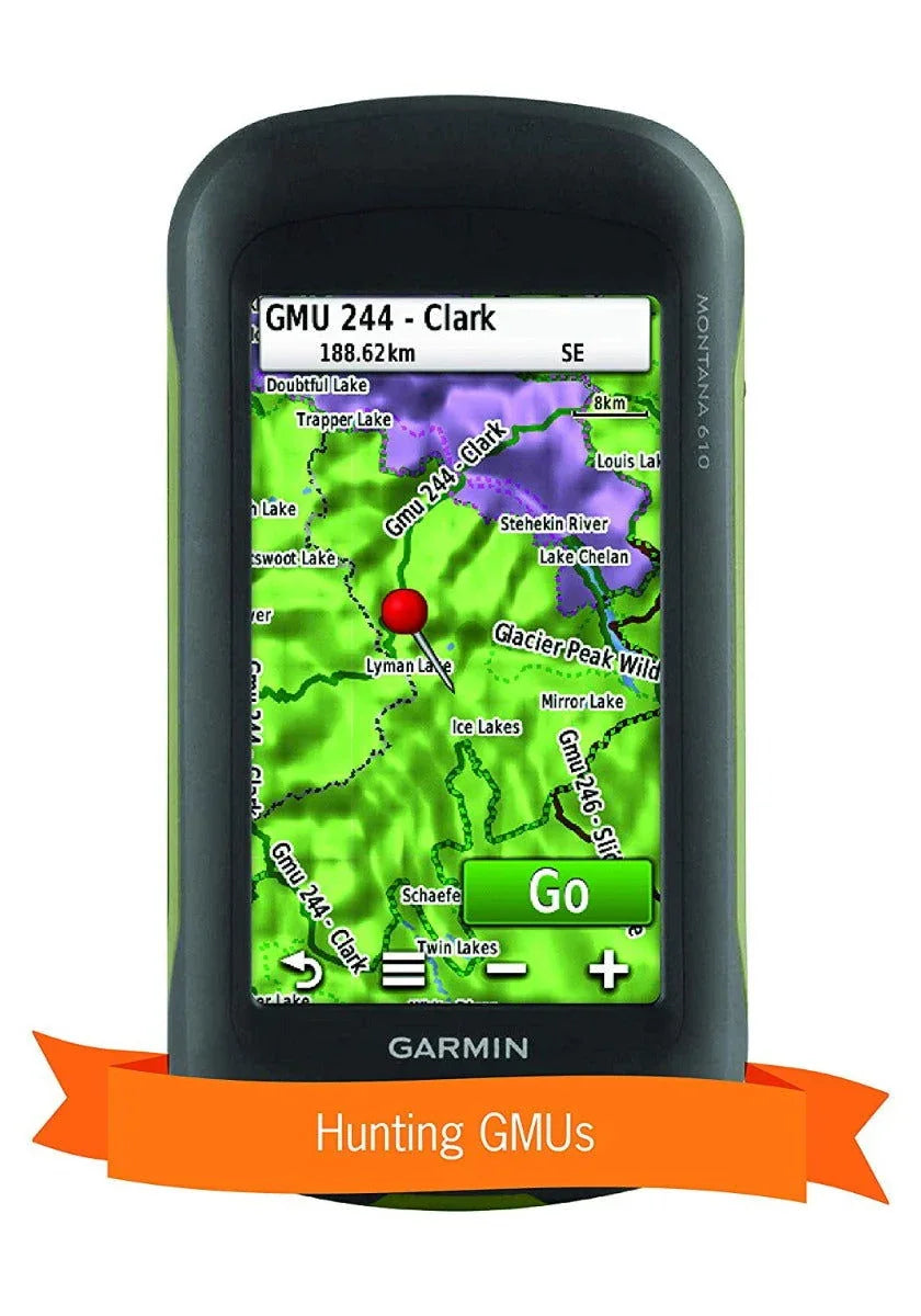 Garmin GPS device displaying Washington State GMU 244 Clark hunting map