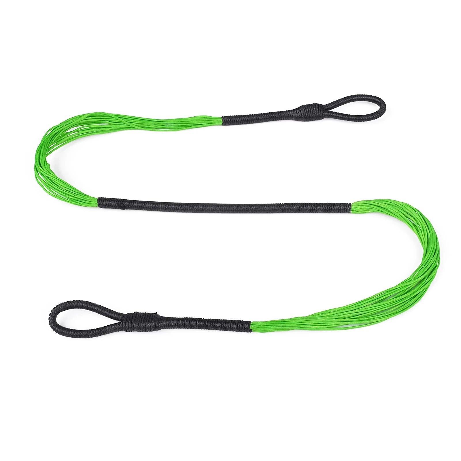 Green and black custom archery bowstring for Bear Desire XL crossbow on white background