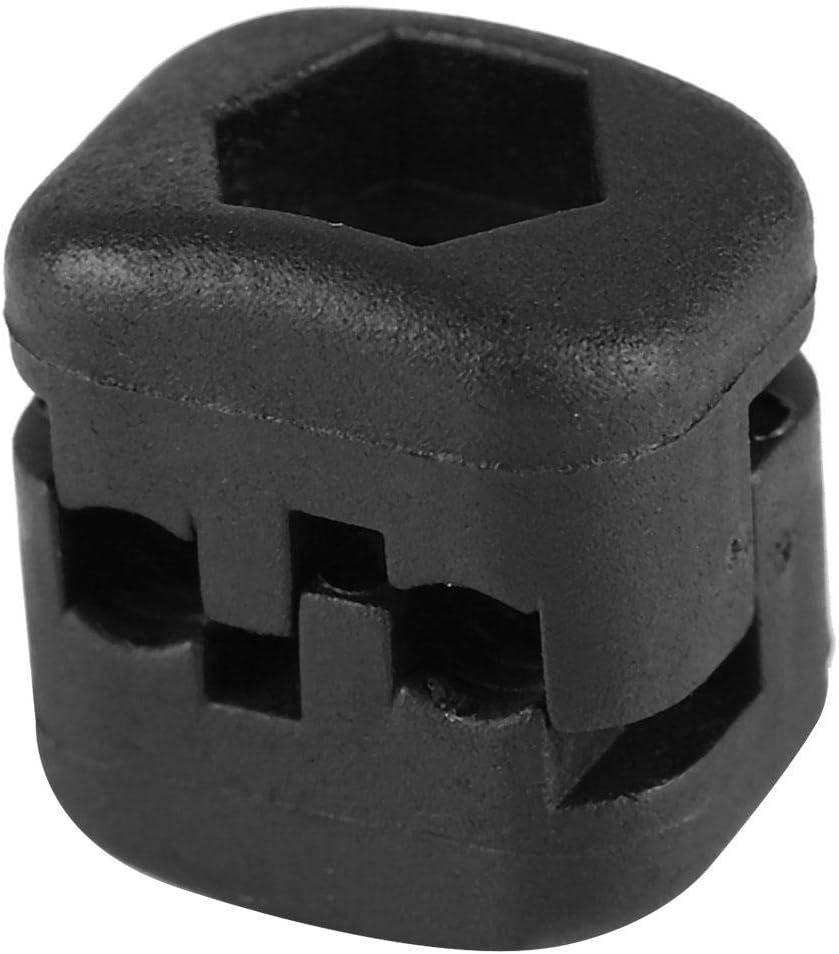 black plastic archery drop away arrow rest cable clamp, close-up on white background