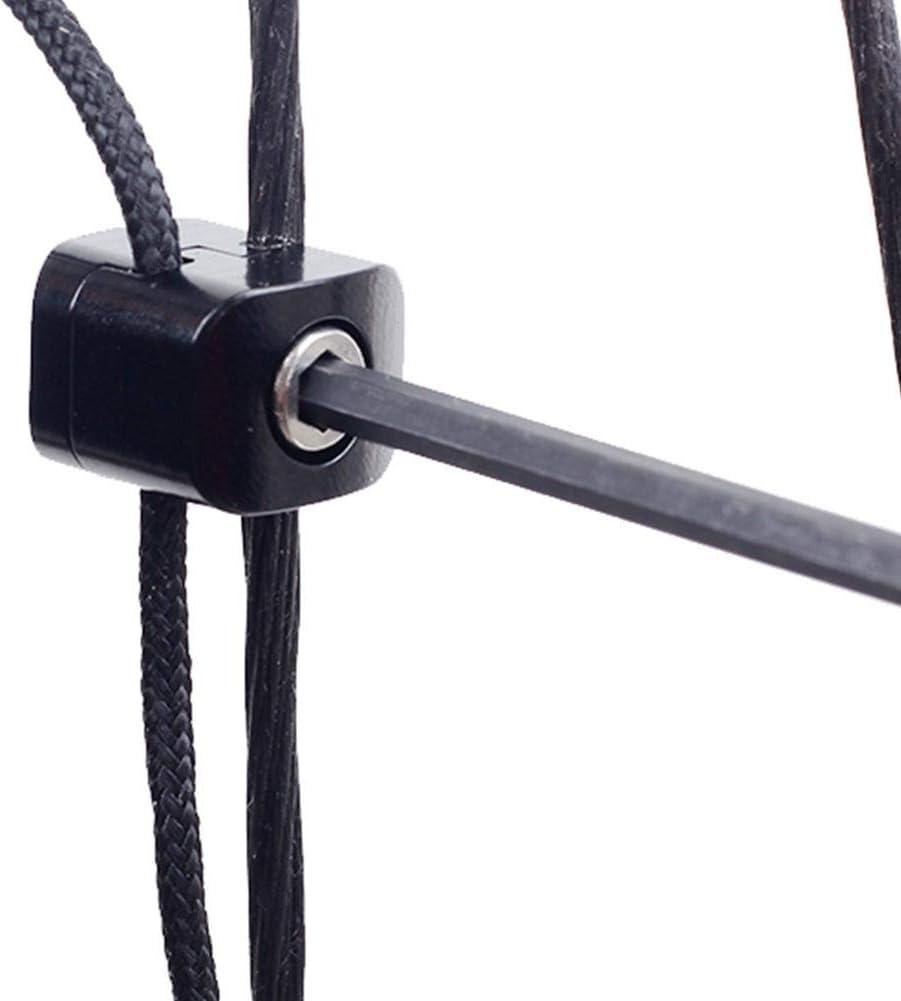 Close-up of a black plastic archery cable clamp for drop-away arrow rest installation