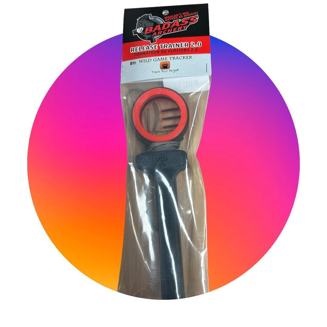 Badass Archery Release Trainer 2.0 by Wild Game Tracker in packaging on colorful background