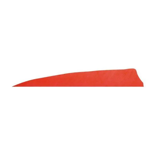 Red Gateway Feathers Shield Cut 4 solid archery feather on white background
