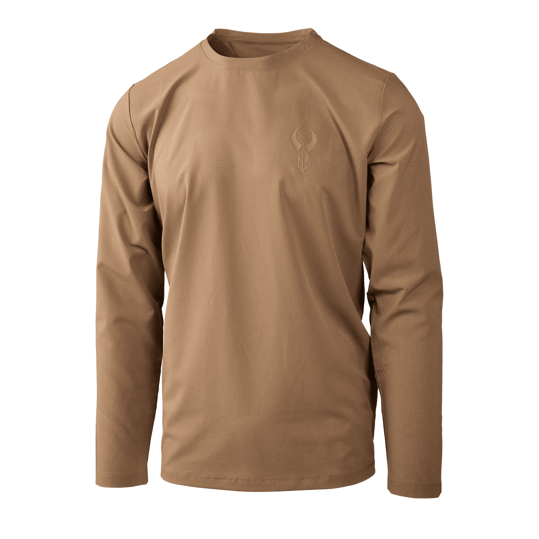 Tan Badlands Andaire long sleeve shirt with logo, outdoor sports apparel