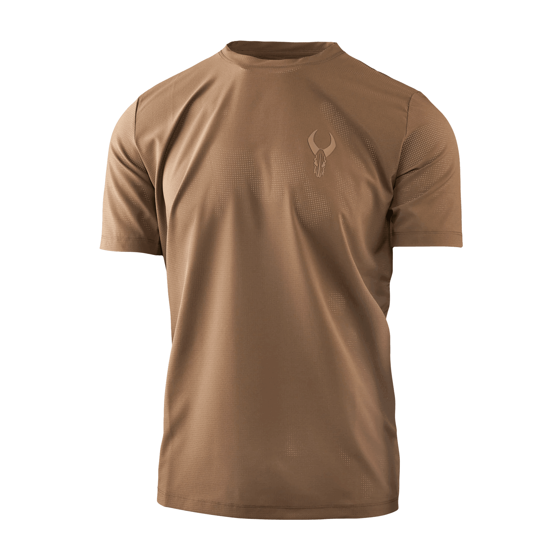 Brown Badlands Andaire short sleeve performance t-shirt with skull logo on chest