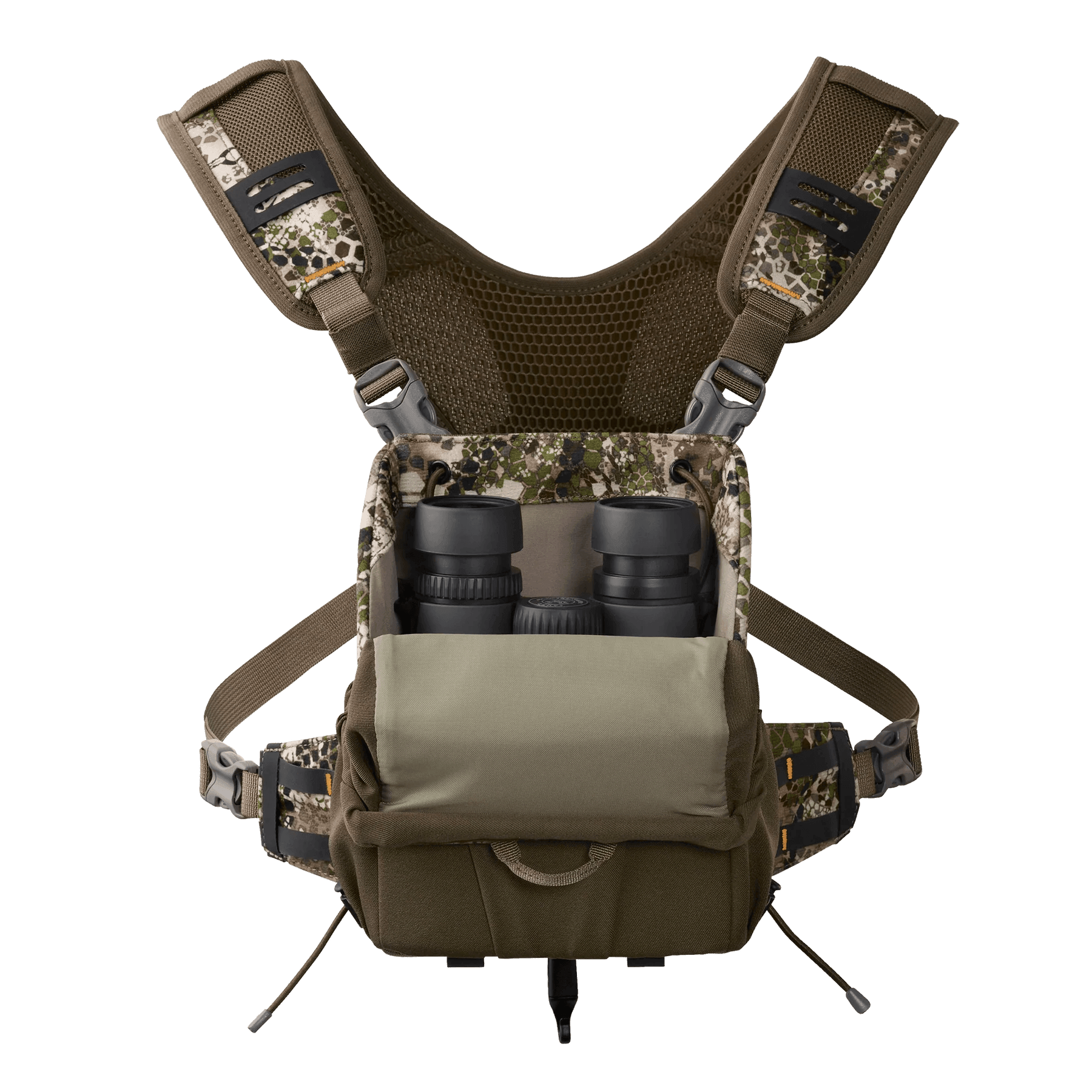 Camouflage hunting bino harness with binocular case and adjustable straps for outdoor sports