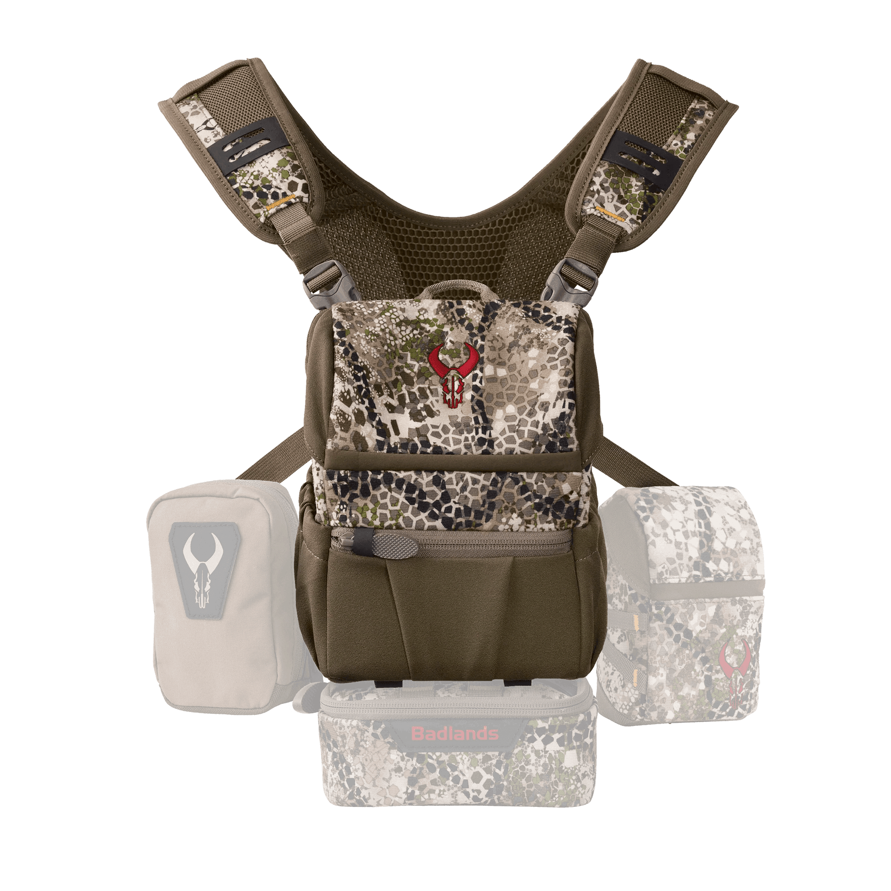 Badlands Bino EZ camo binocular harness with pouches for hunting and outdoor sports