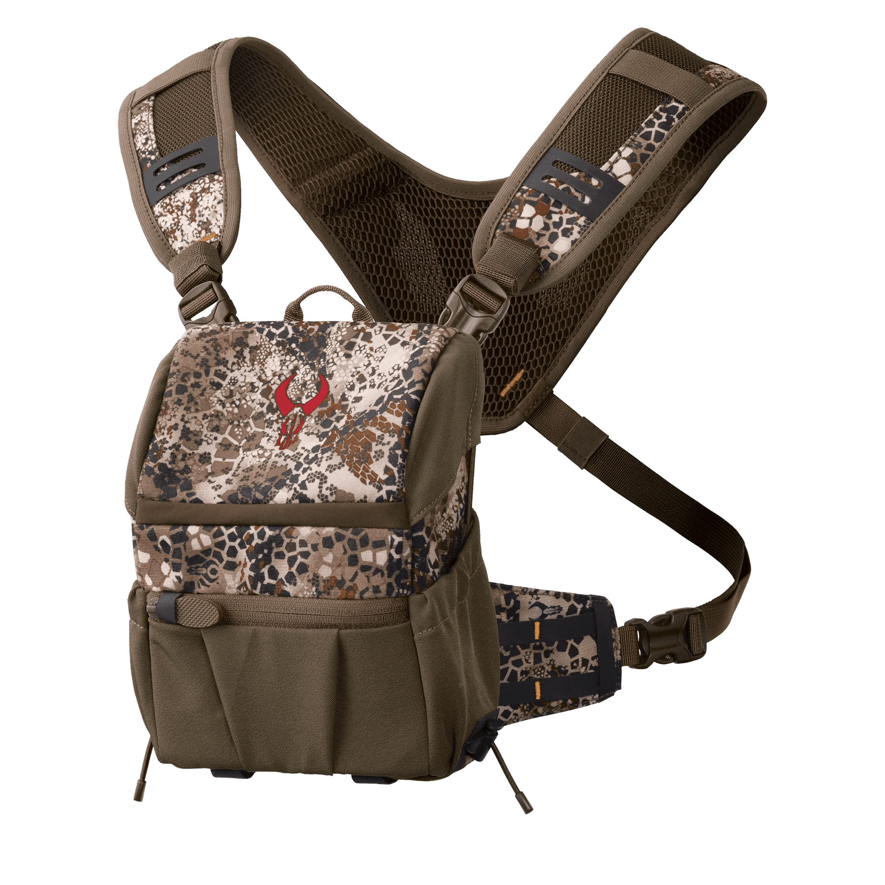Badlands Bino EZ camo binocular harness with mesh straps and outdoor gear design
