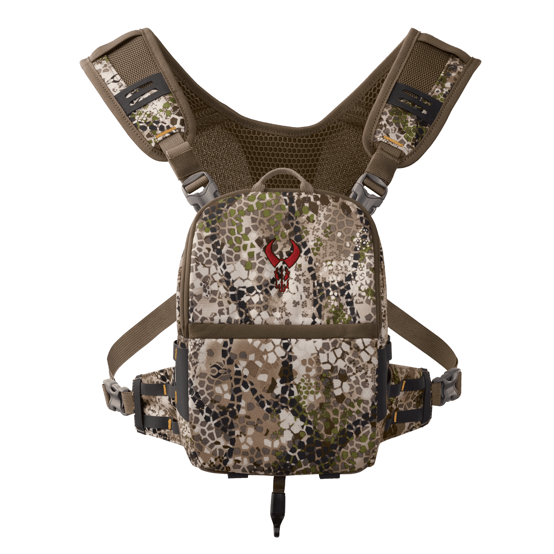 Badlands Bino Mag 2 camo binocular harness with chest straps and mesh padding