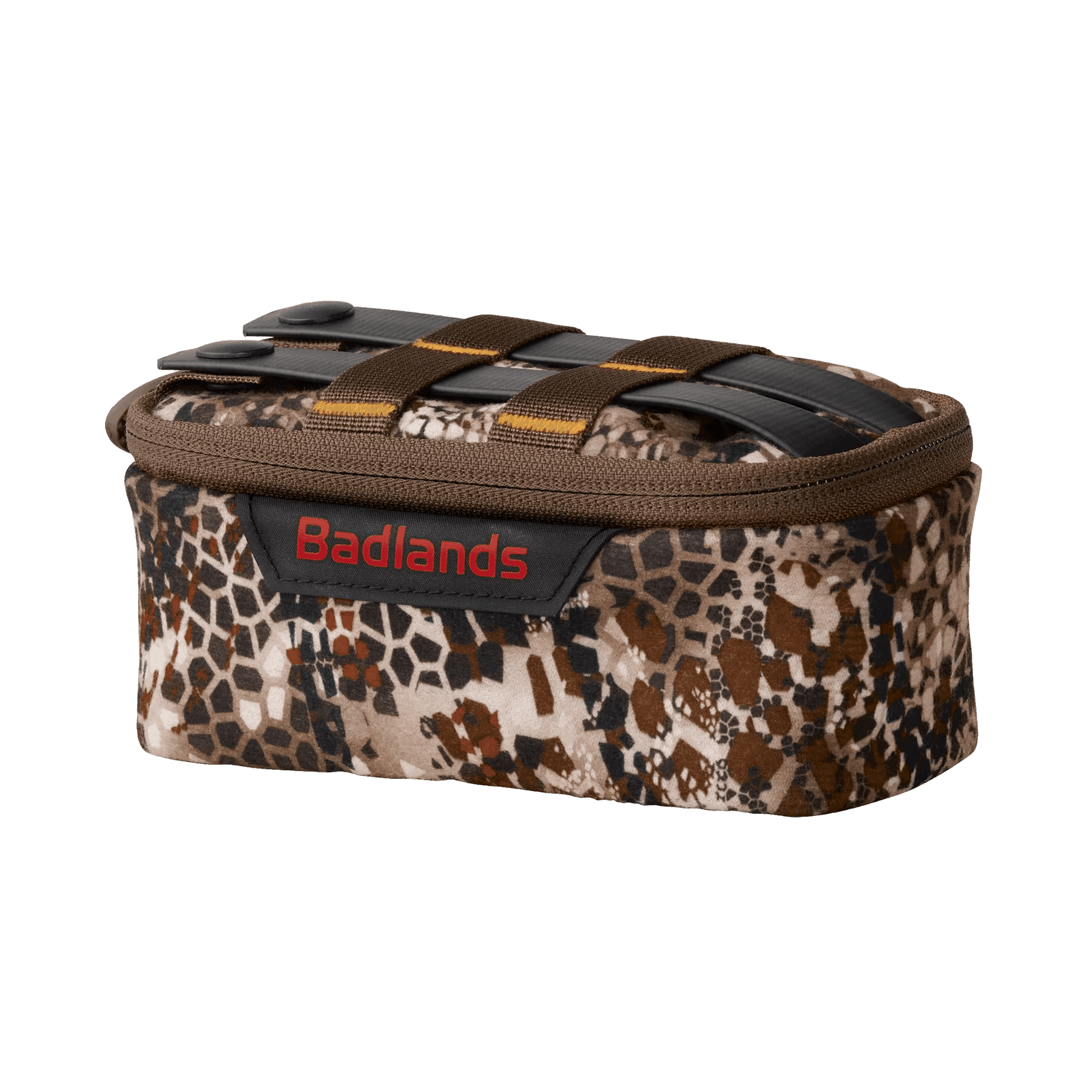 Badlands camo pocket pouch with hexagonal pattern and MOLLE straps for outdoor gear