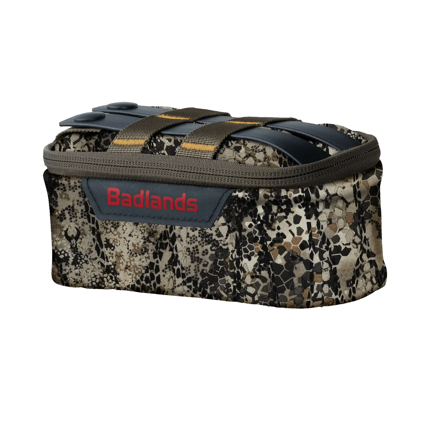 Badlands camo gear bag with zipper and MOLLE straps, camouflage hunting accessory