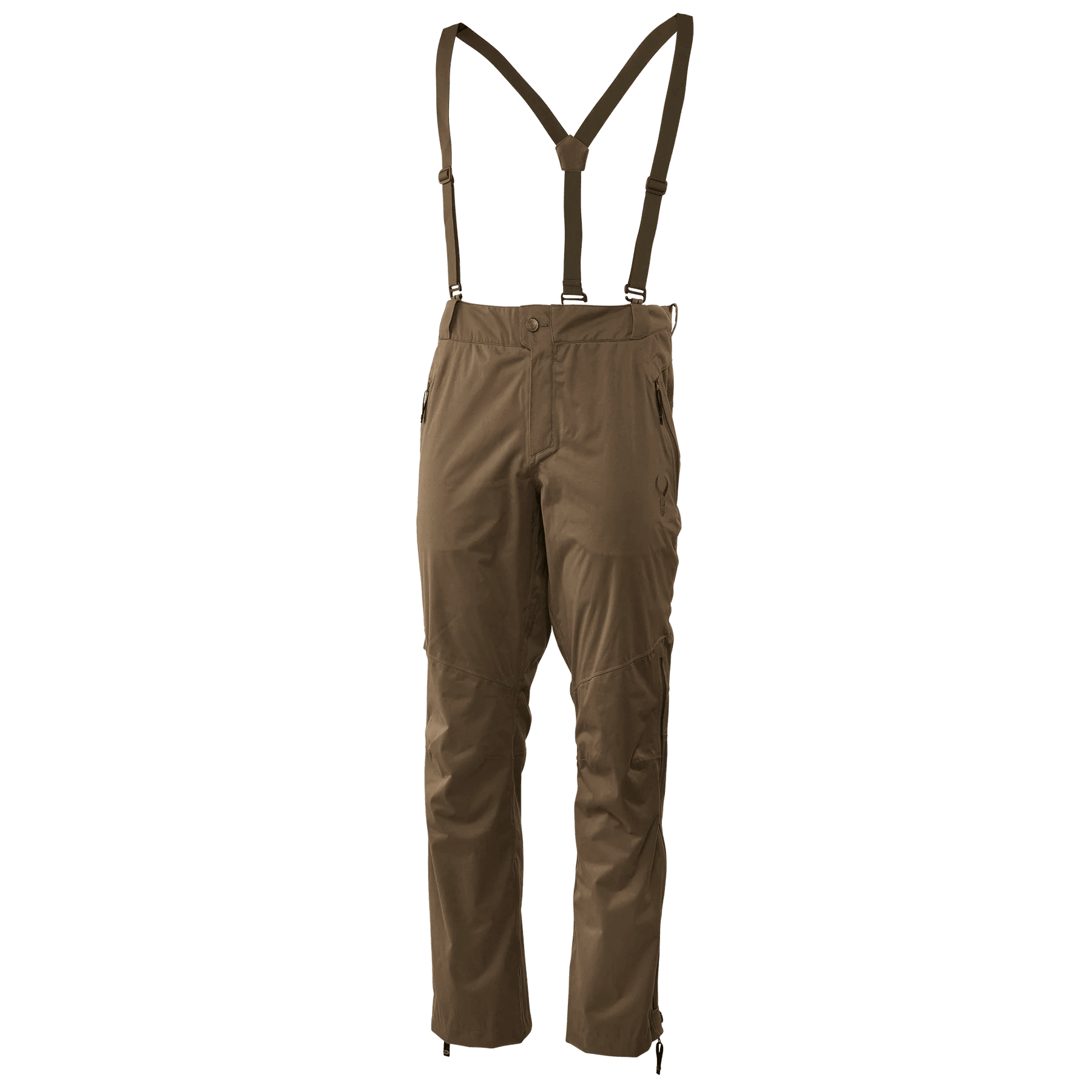 Brown Badlands EXO rain pants with suspenders, outdoor waterproof apparel
