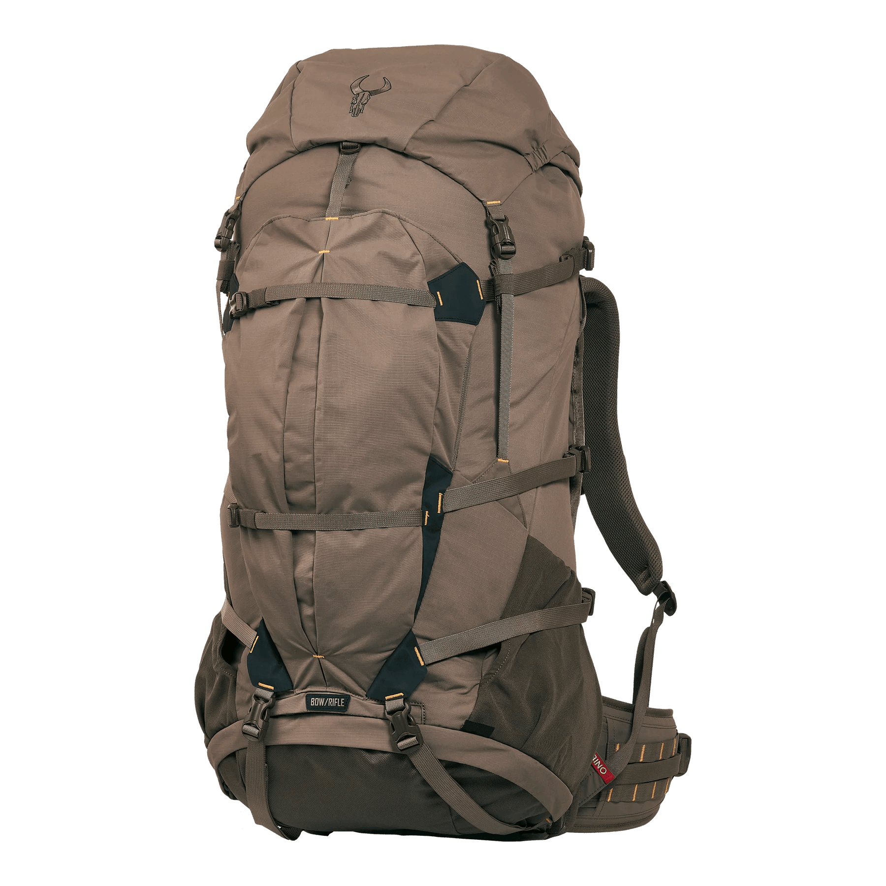 Badlands MRK 6 brown hiking backpack with frame and multiple straps, outdoor gear