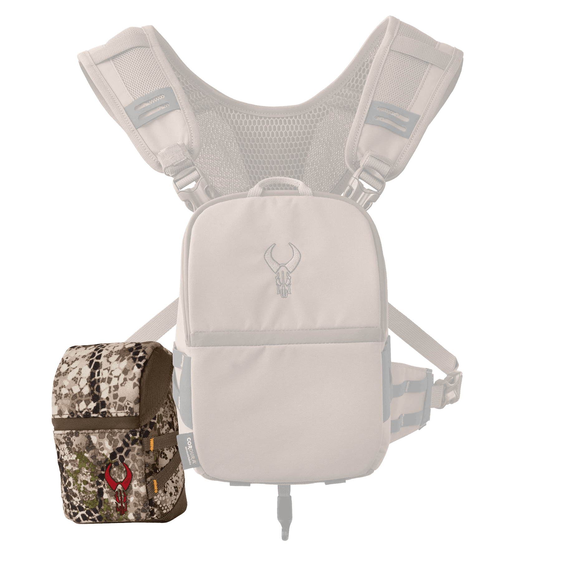 Badlands RF Mag Case tan chest pack and camo pouch for hunting gear