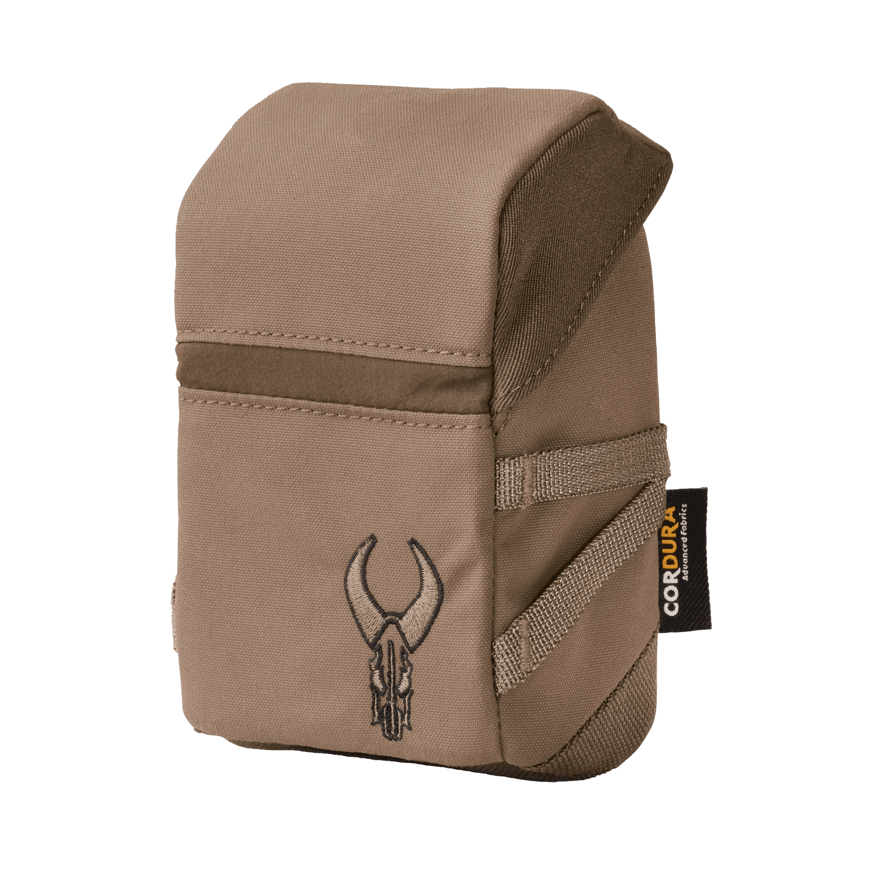 Tan Badlands RF Mag Case made of Cordura fabric with embroidered skull logo